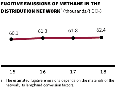 Fugitive emissions of methane in the distribution network